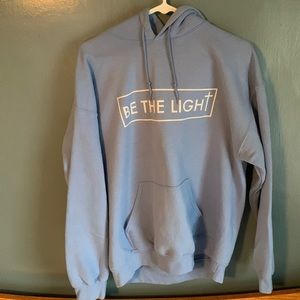 light blue christian hoodie, L, be the light, matthew 5:14